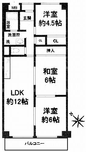 Floor plan. 3LDK, Price 11.8 million yen, Occupied area 69.27 sq m , Balcony area 6.41 sq m