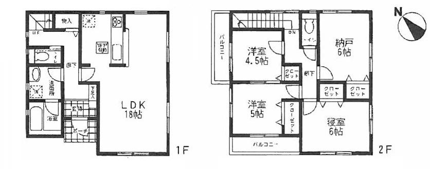 Floor plan. (1 Building), Price 34,800,000 yen, 4LDK, Land area 132.15 sq m , Building area 94.77 sq m