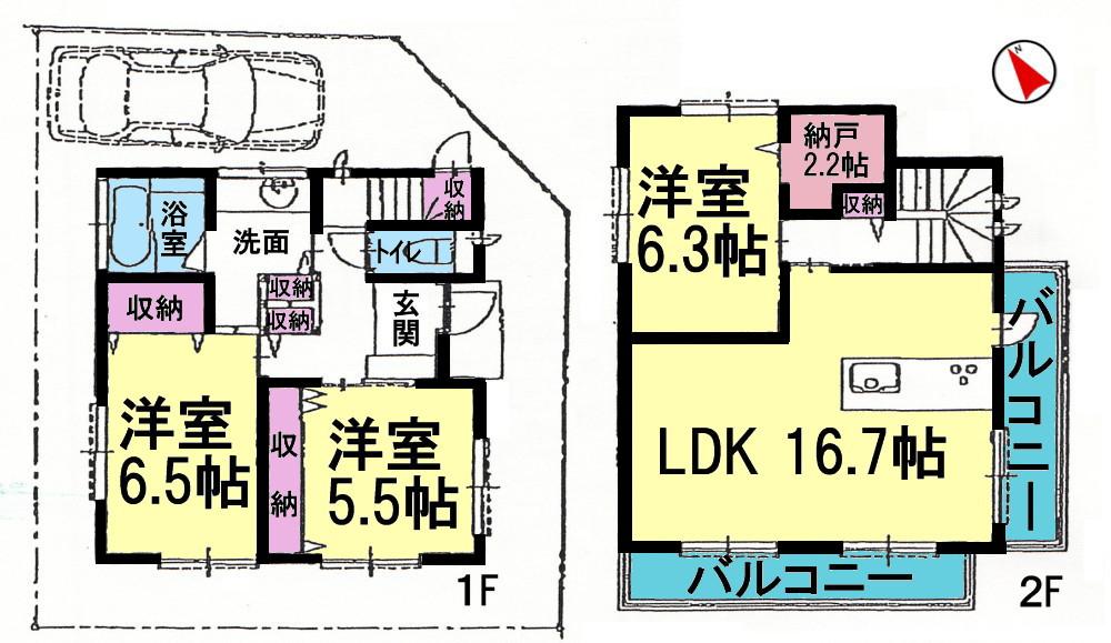 Floor plan. 30,800,000 yen, 3LDK, Land area 86.99 sq m , Building area 86.13 sq m