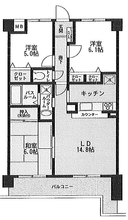 Floor plan. 3LDK, Price 8.5 million yen, Occupied area 67.23 sq m , Balcony area 10.72 sq m