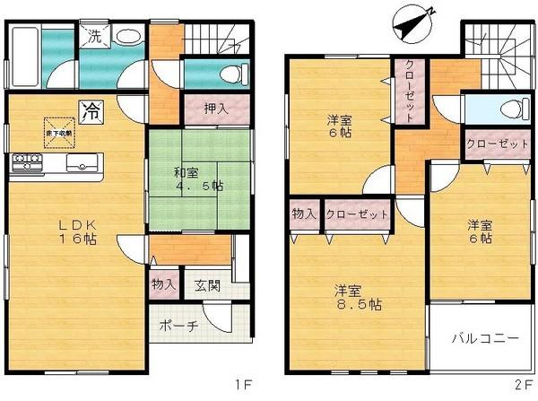 Floor plan. 19,800,000 yen, 4LDK, Land area 126.01 sq m , Building area 98.82 sq m