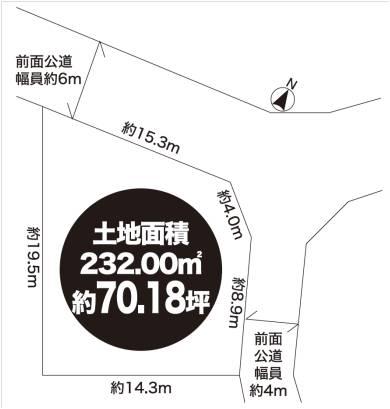 Compartment figure. Land price 21,800,000 yen, Land area 232 sq m