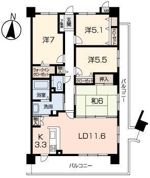 Floor plan. 4LDK, Price 19,800,000 yen, Occupied area 88.33 sq m , Balcony area 24.38 sq m