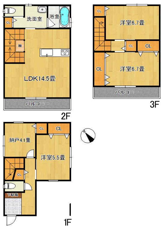 Floor plan. 25,800,000 yen, 3LDK + S (storeroom), Land area 59.65 sq m , Building area 104.99 sq m