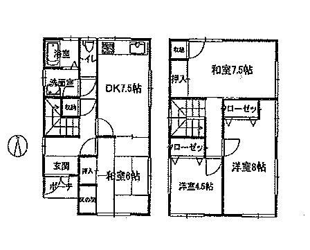 Floor plan. 13.8 million yen, 4LDK, Land area 126.31 sq m , Building area 86.95 sq m