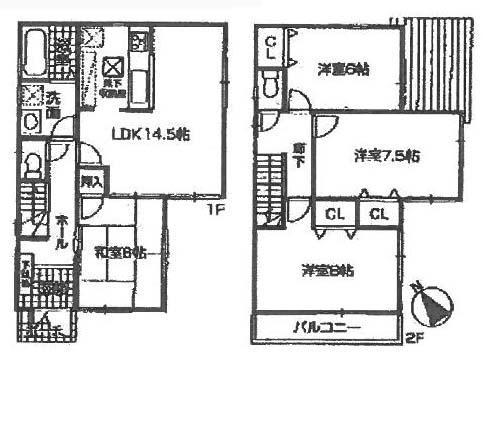 Floor plan. 20,300,000 yen, 4LDK, Land area 104.51 sq m , Building area 95.58 sq m
