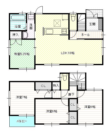 Floor plan. 25,800,000 yen, 4LDK, Land area 146.04 sq m , Building area 96.79 sq m 4LDK