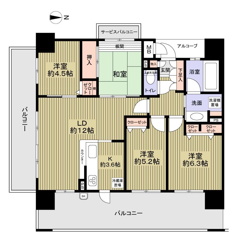 Floor plan. 4LDK, Price 34,800,000 yen, Occupied area 78.52 sq m , Balcony area 31.9 sq m