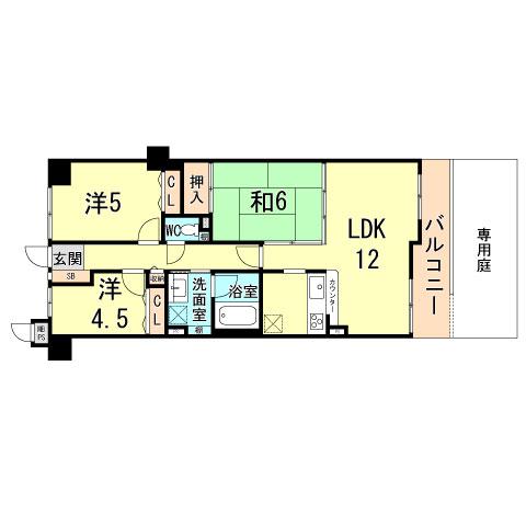 Floor plan. 3LDK, Price 6.8 million yen, Occupied area 69.75 sq m , Balcony area 9.57 sq m