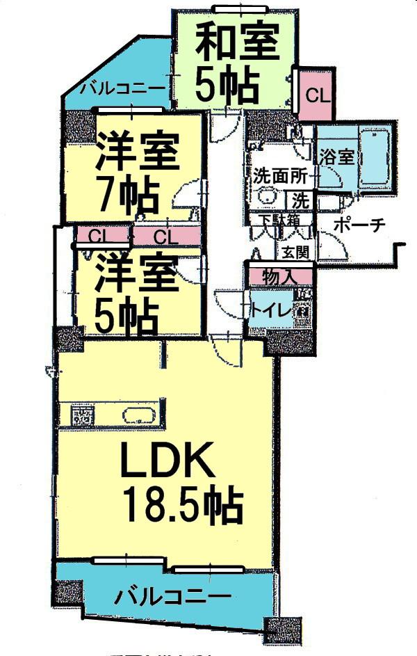 Floor plan. 3LDK, Price 22.5 million yen, Occupied area 81.18 sq m , Balcony area 12.79 sq m