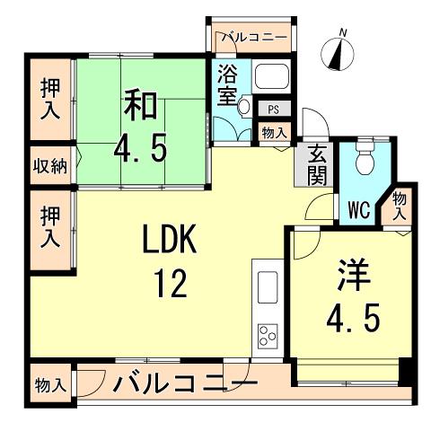 Floor plan. 2LDK, Price 4.7 million yen, Occupied area 51.83 sq m , Balcony area 8 sq m