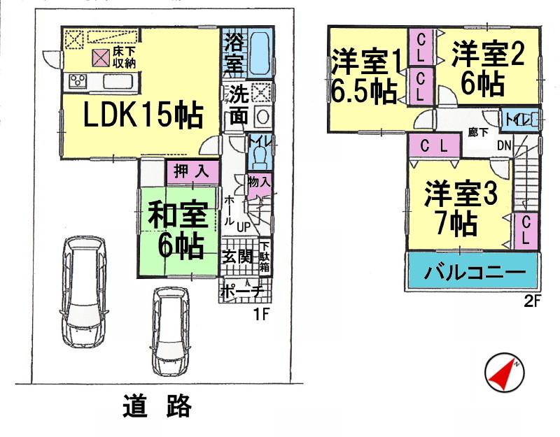 Floor plan. 22,800,000 yen, 4LDK, Land area 113.86 sq m , Building area 95.58 sq m