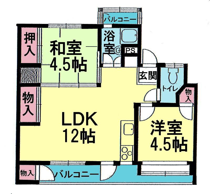 Floor plan. 3DK, Price 4.7 million yen, Occupied area 51.83 sq m , Balcony area 8 sq m