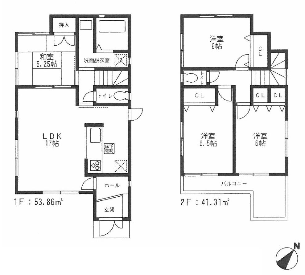 Floor plan. 31,800,000 yen, 4LDK, Land area 150.04 sq m , Building area 95.17 sq m 1 issue areas 31800000 (Building Products Akashi No. 25020) land area 150.04 sq m  ・ Ken'nobe area 95.17 sq m