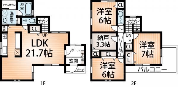 Floor plan. 29.5 million yen, 3LDK+S, Land area 149.48 sq m , Building area 105.17 sq m