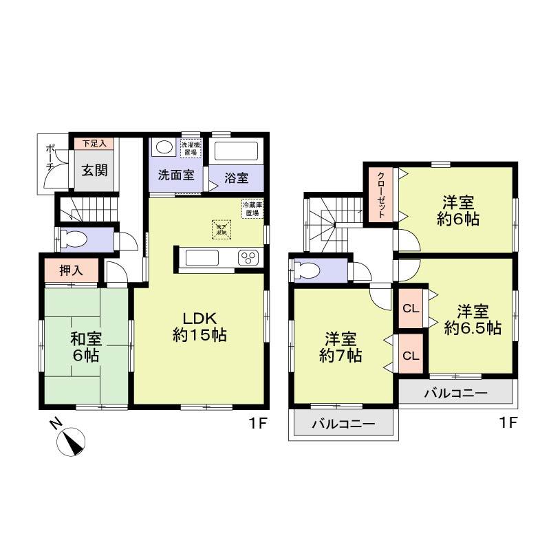 Floor plan. 21,800,000 yen, 4LDK, Land area 104.51 sq m , Building area 94.76 sq m