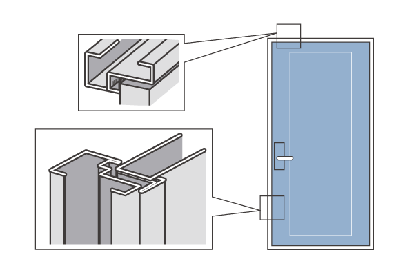 earthquake ・ Disaster-prevention measures.  [Entrance door with TaiShinwaku] As is the front door that can be opened and closed even if there is a distortion in the building under the influence of the earthquake, Entrance door with a Tai Sin frame is provided (conceptual diagram)