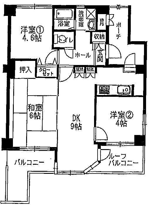 Floor plan. 3DK, Price 5.98 million yen, Occupied area 58.61 sq m , Balcony area 14.94 sq m