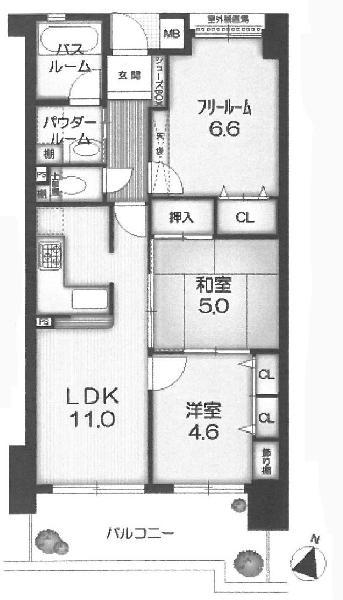 Floor plan. 3LDK, Price 9.7 million yen, Occupied area 60.84 sq m , Balcony area 11.19 sq m
