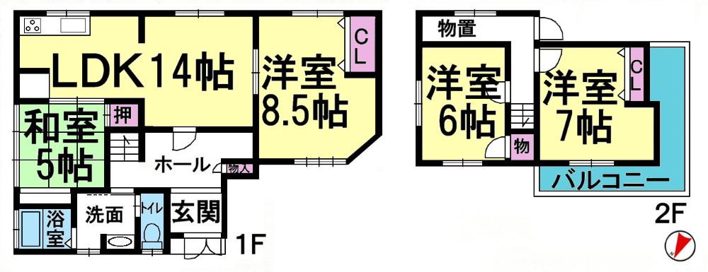 Floor plan. 15.8 million yen, 4LDK + S (storeroom), Land area 165.36 sq m , Building area 93.92 sq m