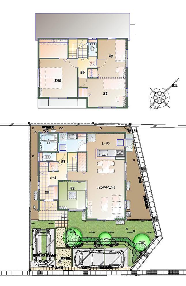 Floor plan.  [No. 2 place] So we have drawn on the basis of the Plan view] drawings, Plan and the outer structure ・ Planting, such as might actually differ slightly from.  Also, furniture ・ Car, etc. are not included in the price. 