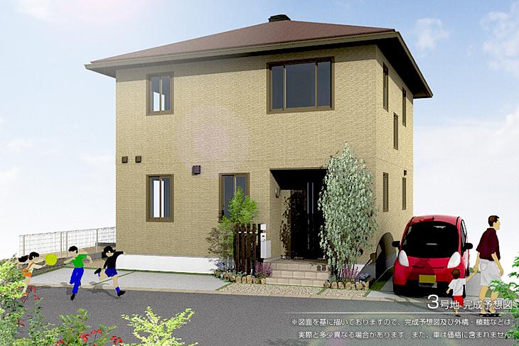 Rendering (appearance).  [No. 3 place]  [Rendering]  ※ Rendering and the outer structure because it drew on the basis of the drawings ・ For planting, There is the actual and somewhat different. Also, The car is not included in the price. 