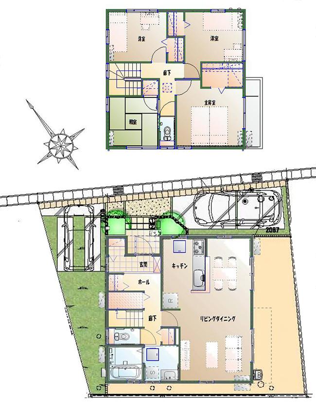Floor plan.  [No. 3 place] So we have drawn on the basis of the Plan view] drawings, Plan and the outer structure ・ Planting, such as might actually differ slightly from.  Also, furniture ・ Car, etc. are not included in the price. 