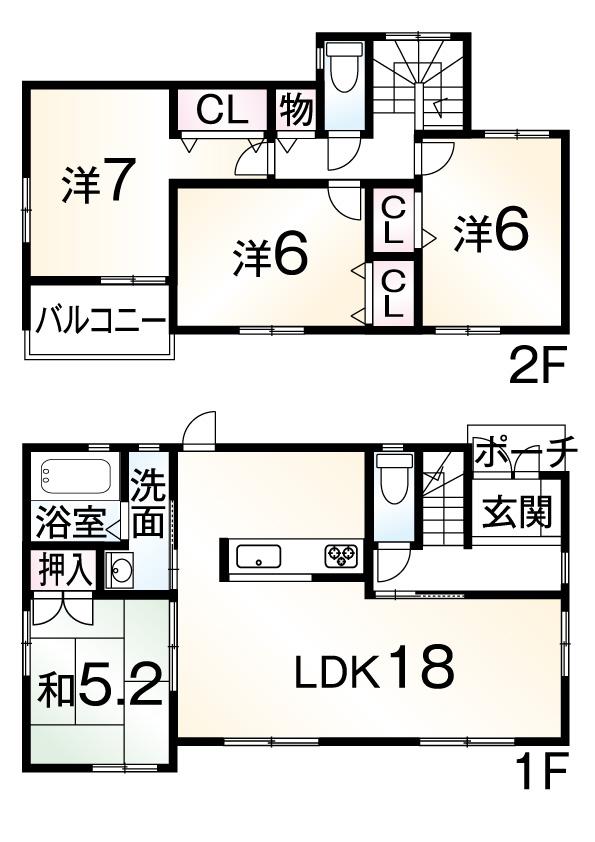 Floor plan. 25,800,000 yen, 4LDK, Land area 146.04 sq m , Building area 96.79 sq m