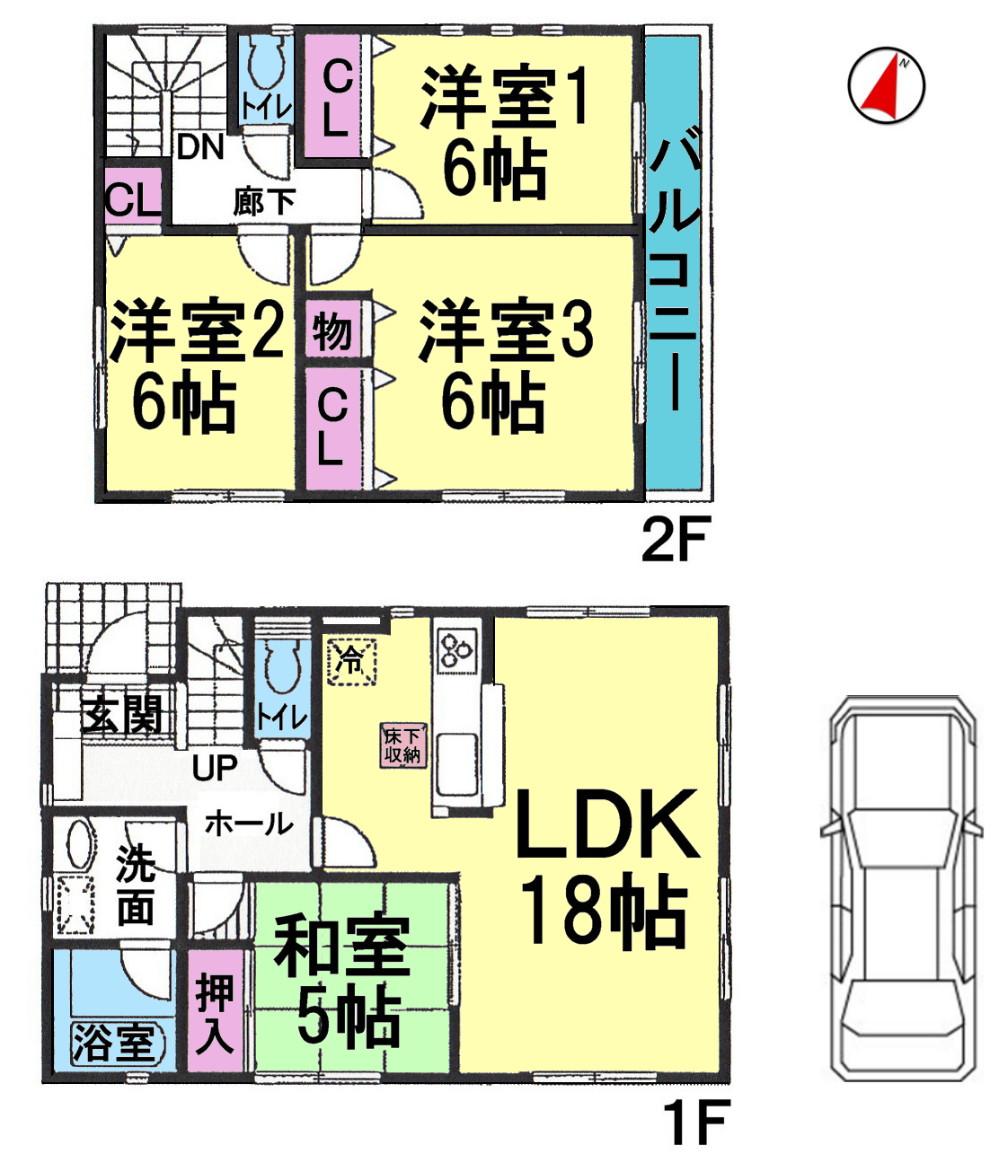 Floor plan. 27,800,000 yen, 4LDK, Land area 130.97 sq m , Building area 99.63 sq m