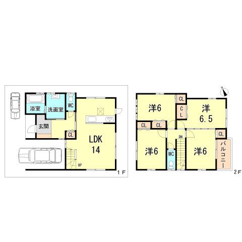 Floor plan. 26,800,000 yen, 4LDK, Land area 89.49 sq m , Building area 101.65 sq m