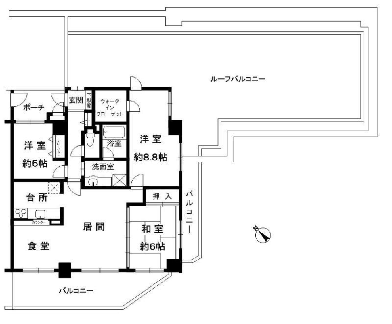 Floor plan. 3LDK, Price 16.8 million yen, Occupied area 86.88 sq m , Balcony area 22.26 sq m