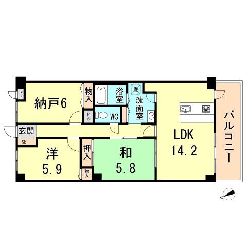 Floor plan. 2LDK+S, Price 9.8 million yen, Footprint 76.8 sq m