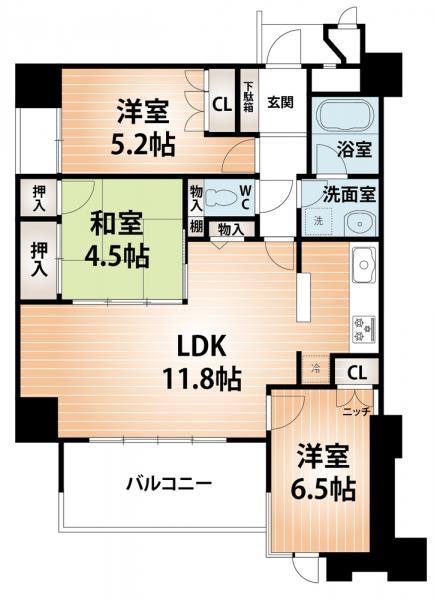 Floor plan. 3LDK, Price 18,700,000 yen, In addition open When you open the occupied area 68.95 sq m Japanese-style room and living room of the sliding door!