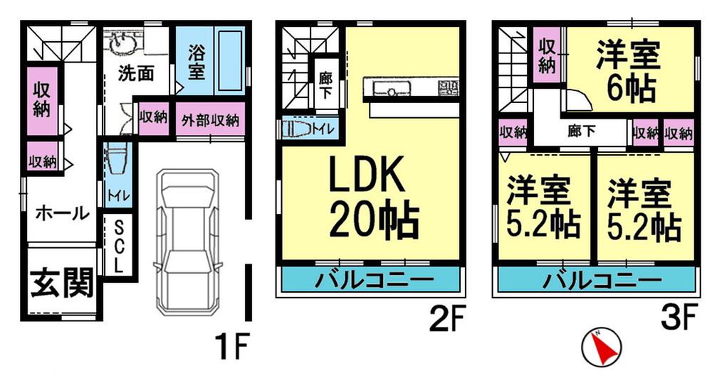 Floor plan. 24,800,000 yen, 3LDK, Land area 66.11 sq m , Building area 116.88 sq m