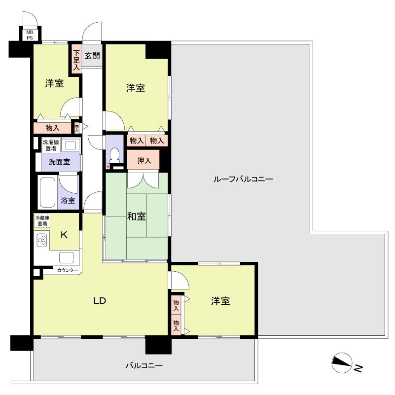 Floor plan. 4LDK, Price 14.8 million yen, Occupied area 79.68 sq m , Balcony area 9.4 sq m