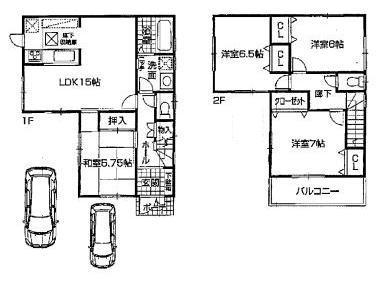 Floor plan. 22,800,000 yen, 4LDK, Land area 113.86 sq m , Building area 95.58 sq m