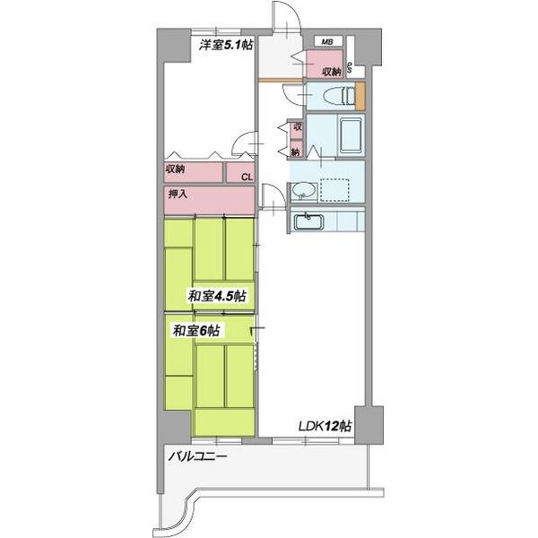 Floor plan. 3LDK, Price 8.2 million yen, Footprint 66 sq m , Balcony area 10.04 sq m Floor