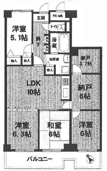 Floor plan. 4LDK + S (storeroom), Price 10.8 million yen, Occupied area 91.19 sq m , Balcony area 11.46 sq m