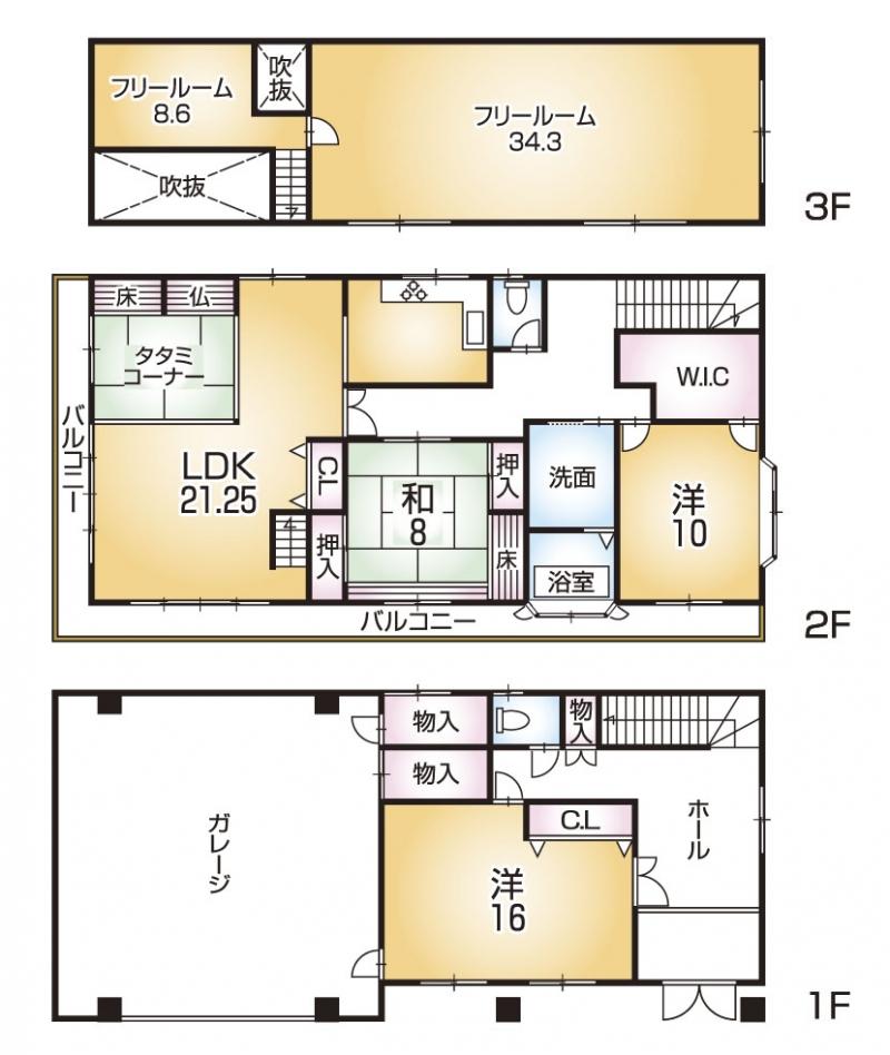 Floor plan. 29,800,000 yen, 3LDK + 2S (storeroom), Land area 208.37 sq m , Building area 202.23 sq m floor plan