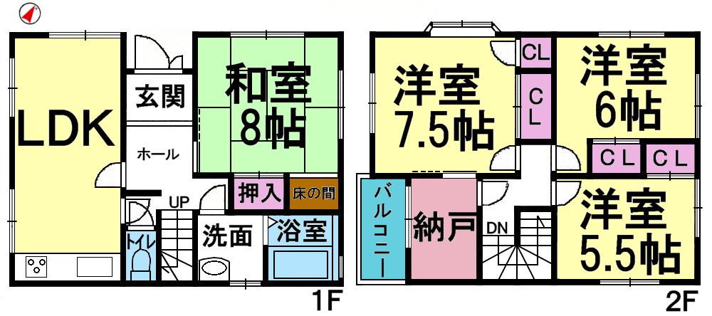 Floor plan. 17.8 million yen, 4LDK + S (storeroom), Land area 105.25 sq m , Building area 100.19 sq m
