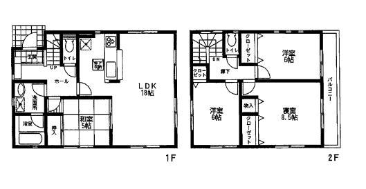 Floor plan. 27,800,000 yen, 4LDK, Land area 130.97 sq m , Building area 99.63 sq m 4LDK