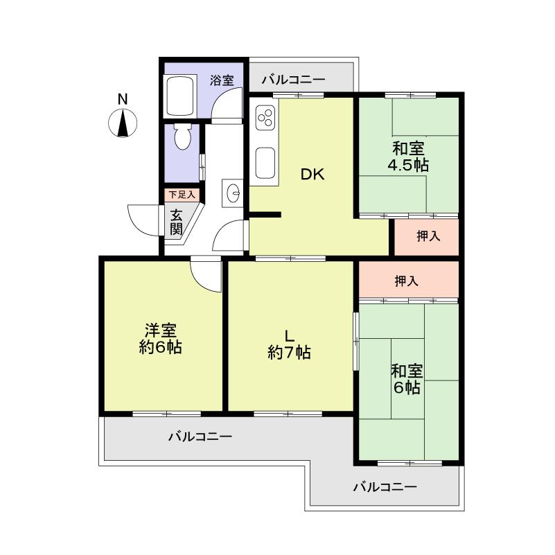 Floor plan. 4DK, Price 6.9 million yen, Occupied area 62.15 sq m