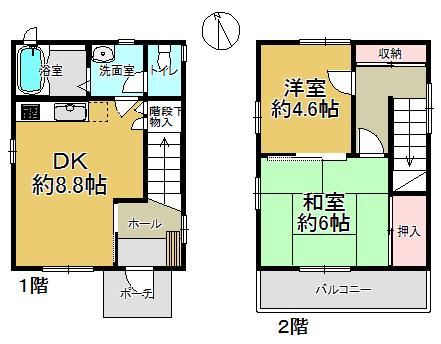 Floor plan. 15.8 million yen, 2DK, Land area 48.35 sq m , Building area 55.26 sq m