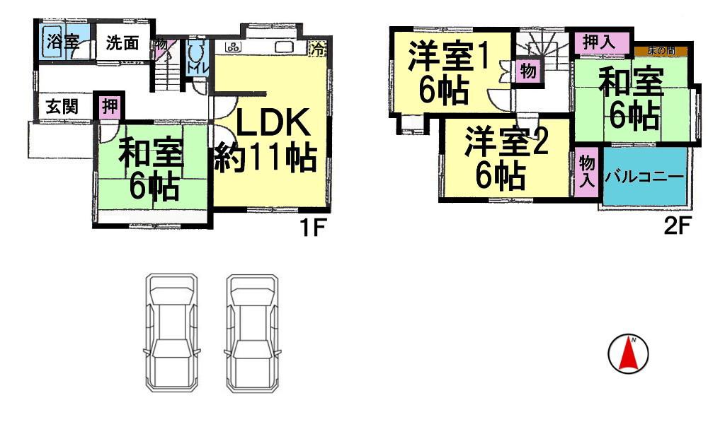Floor plan. 12,880,000 yen, 4LDK, Land area 105.08 sq m , Building area 85.05 sq m