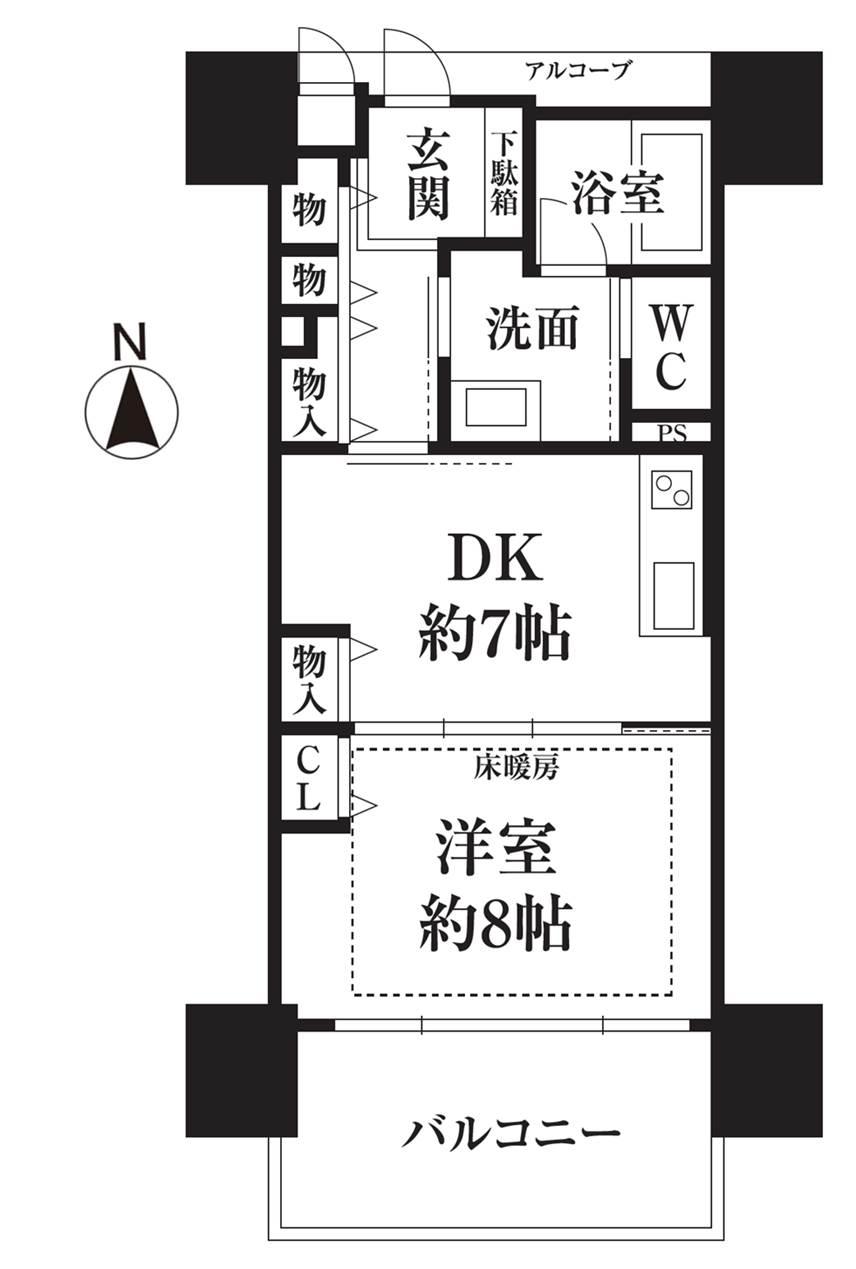 Floor plan. 1DK, Price 12.8 million yen, Occupied area 40.77 sq m , Balcony area 9 sq m