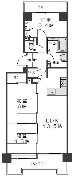 Floor plan. 3LDK, Price 12.2 million yen, Occupied area 68.11 sq m , Balcony area 13 sq m