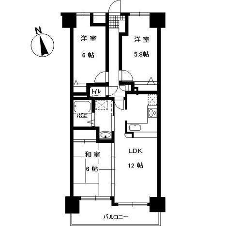 Floor plan. 3LDK, Price 8.5 million yen, Occupied area 64.66 sq m , Balcony area 11.19 sq m