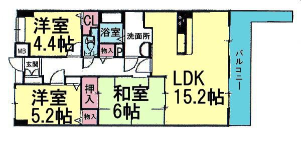Floor plan. 3LDK, Price 8.8 million yen, Occupied area 66.56 sq m , Balcony area 10 sq m
