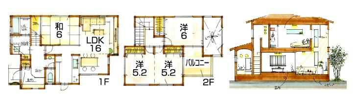 Building plan example (floor plan). Building plan example (No. 2 place) 4LDK, Land price 13,460,000 yen, Land area 123.63 sq m , Building price 16,110,000 yen, Building area 94.6 sq m