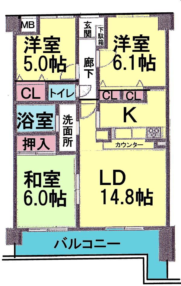 Floor plan. 3LDK, Price 8.5 million yen, Occupied area 67.23 sq m , Balcony area 10.72 sq m